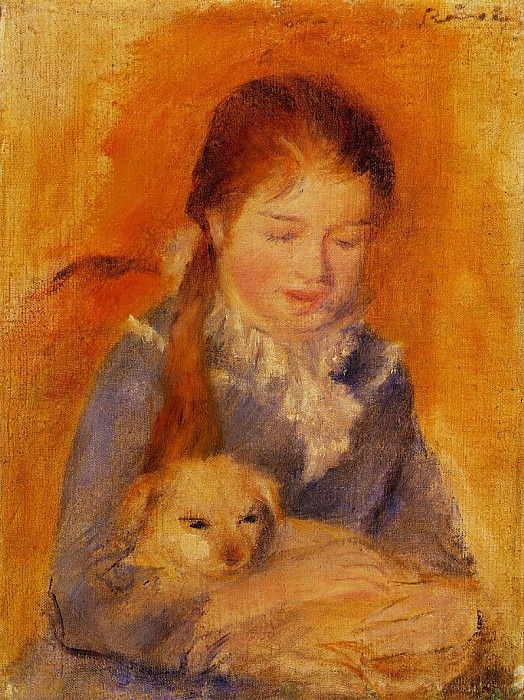 Girl with a Dog  -  1875. Пьер Огюст Ренуар - Pierre-Auguste Renoir (1841-1919)