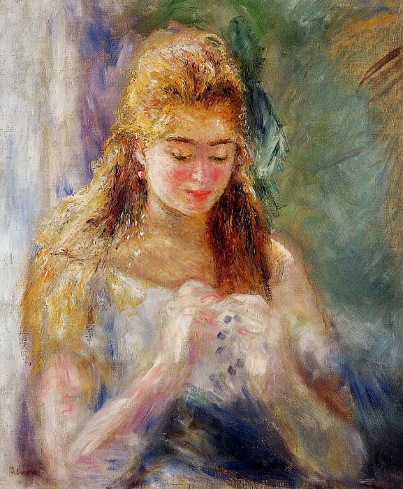 Пьер Огюст Ренуар - Pierre-Auguste Renoir (1841-1919) - La Couseuse, ок. 1874 -1876