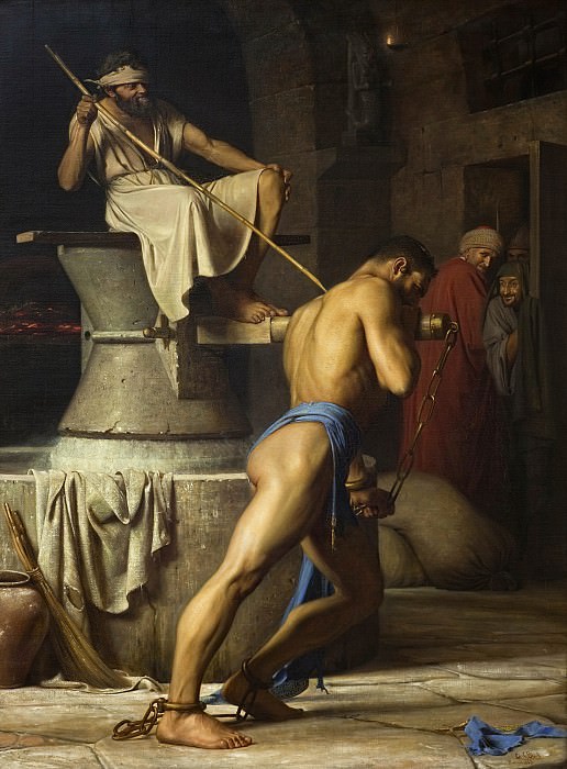 Carl Bloch (1834-90) - Samson and the Philistines. (1863), : , (SMK) ( () ) , (SMK) ( Gallerix.ru)