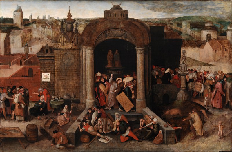 Ubekendt kunstner (1526-1530 - 1569) - Christ Driving the Traders from the Temple, 1569, : , (SMK) ( () ) , (SMK) ( Gallerix.ru)