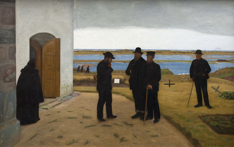 Niels Jakob Jakobsen Bjerre (1864-1942) - Harboreboere ved kirken (1906), : , (SMK) ( () ) , (SMK) ( Gallerix.ru)