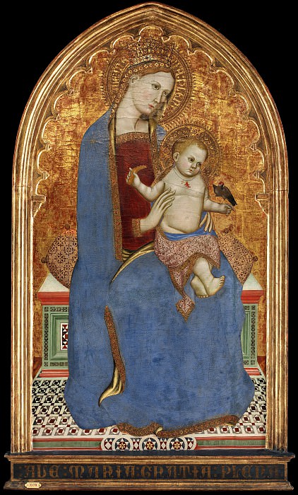 Cecco di Pietro (Active 1370 - before 1403) - Virgin and Child Playing with a Goldfinch and Holding a Sheaf of Mille, 1379, : , (SMK) ( () ) , (SMK) ( Gallerix.ru)
