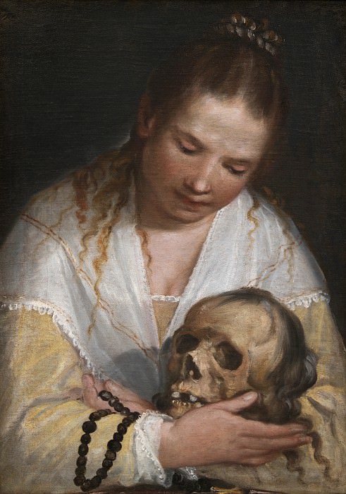 Alessandro Casolani (1552/53-1607) - Ung kvinde som betragter et kranium, : , (SMK) ( () ) , (SMK) ( Gallerix.ru)