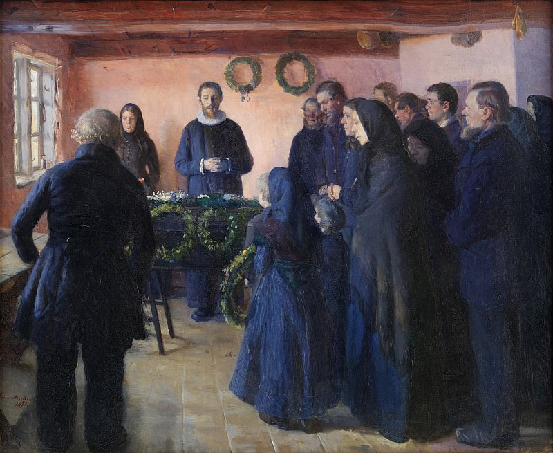 Anna Ancher (1859-1935) - A Funeral. (1891), : , (SMK) ( () ) , (SMK) ( Gallerix.ru)