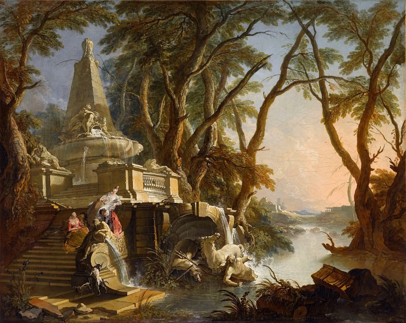Partea 1 Louvre - Lajoux, Jacques de (1687-1761) - Peisaj cu un râu