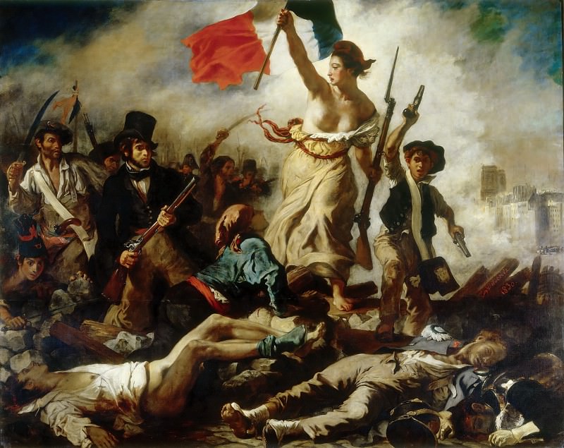 Partea 1 Louvre - Delacroix, Eugene (1798 Charenton-Saint-Maurice - 1863 Paris) - Liberty duce pe oameni la baricade