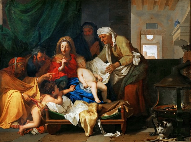 Partea 1 Luvru - Le Brun, Charles (Paris 1619-1690) - Sfânta Familie cu un copil de dormit Isus