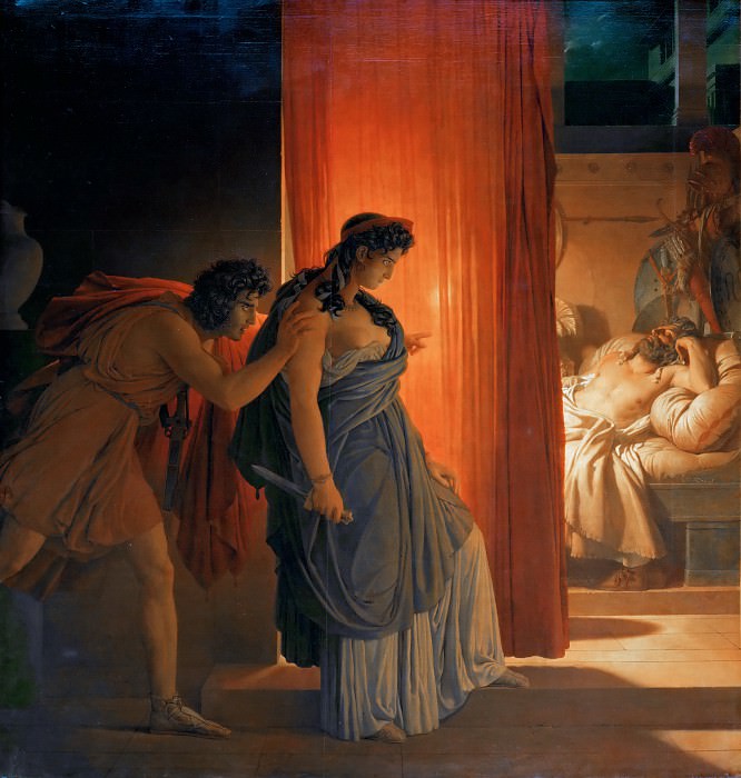 Partea 1 Louvre - Guerin, Pierre Narcisse (1774 Paris - 1833 Roma) - amețitoare Clitemnestra, Egist instigat la uciderea
