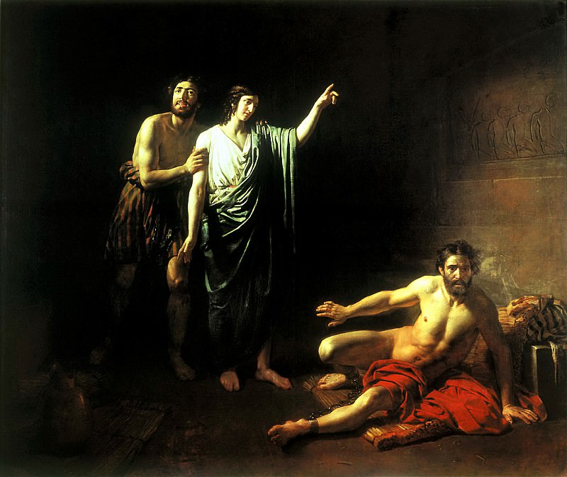 Александр Андреевич Иванов - Иосиф, толкующий сны заключённым с ним в темнице виночерпию и хлебодару. 1827