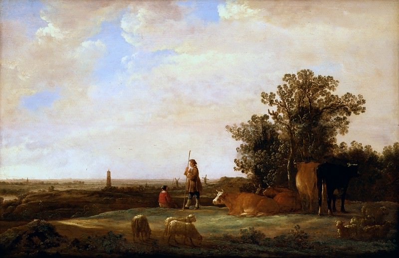 Панорамный пейзаж с пастухами. Альберт Кёйп