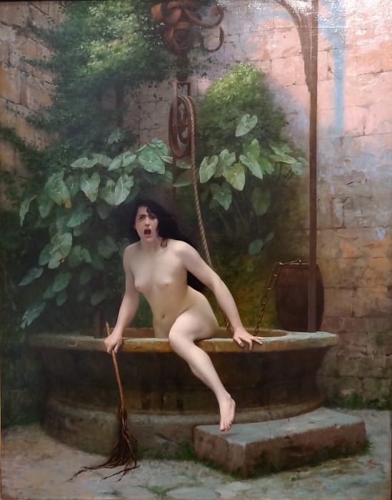Truth coming out of her well to shame mankind (La Vérité sortant du puits armée de son martinet pour châtier l’humanité). Jean-Léon Gérôme
