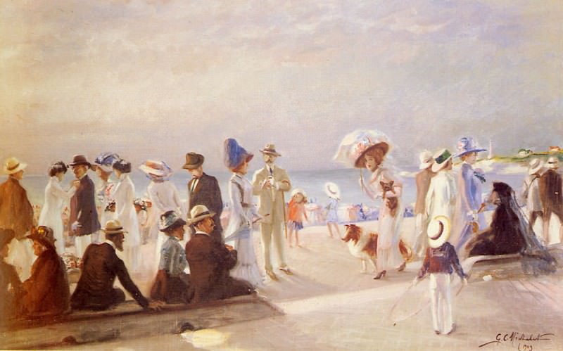 MIchelet Firmin Marcelin Scene De Plage. Фирмин Марселин Мишель