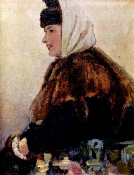Портрет молодой женщины в шубе с муфтой. 1890. Василий Иванович Суриков