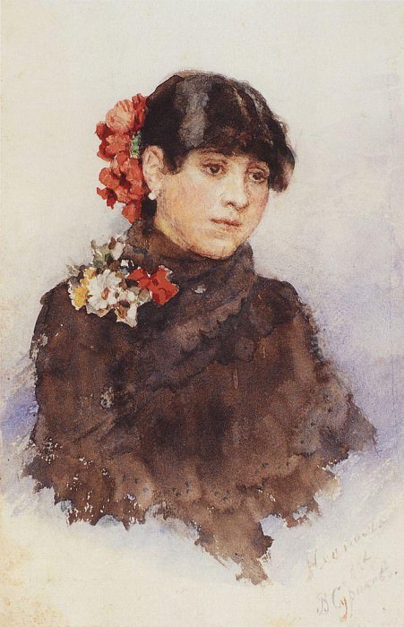 Неаполитанская девушка с цветами в волосах. 1883-1884. Василий Иванович Суриков
