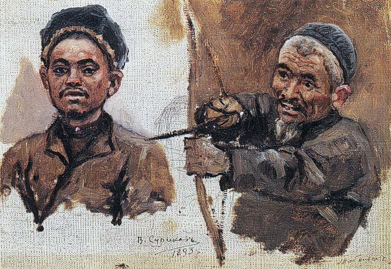 Головы татар (старика и молодого). 1893. Василий Иванович Суриков