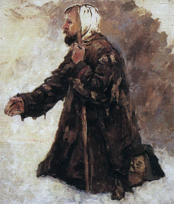 Нищий, стоящий на коленях. Не позднее 1887. Василий Иванович Суриков